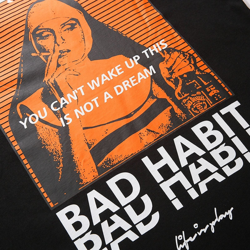 Men Hip Hop T Shirt Smoking Sister Picture Retro T-Shirt Streetwear Harajuku Tshirt Oversized Summer Black Tops Tees Cotton-4