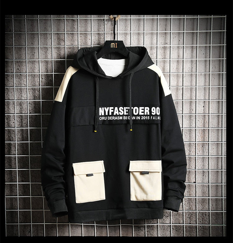Winter Fashion Loose Men's Hoodies Tooling Hip Hop Sweatshirt Male Harajuku Japanese Streetwear Hoodie Men-4